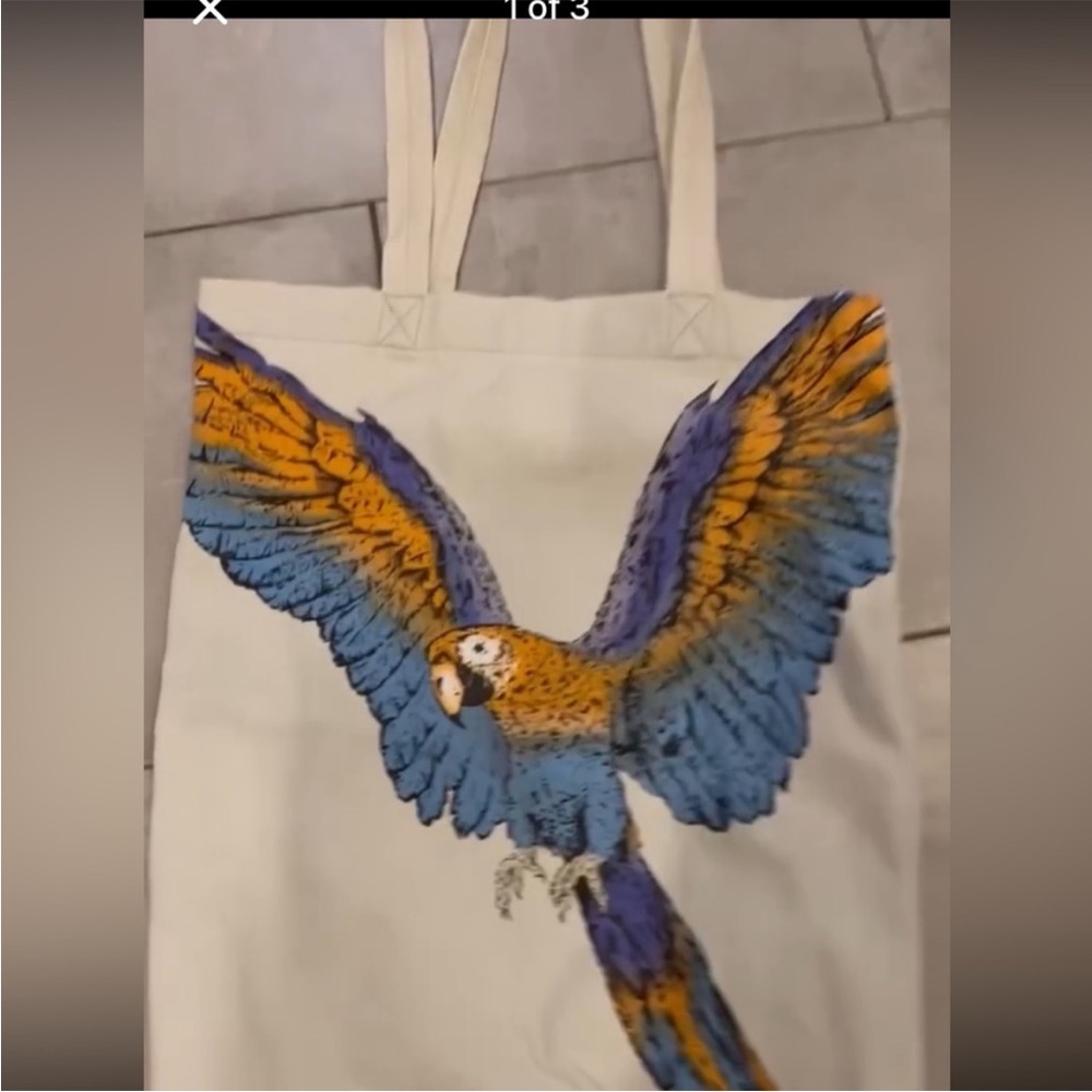 Hugo Boss Colorful Parrot Canvas Tote Bag